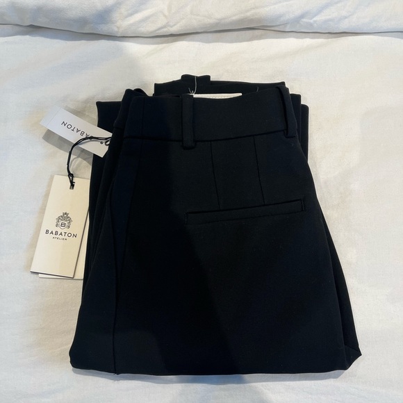 SZ 0 BABATON BLACK PLEATED DRESS PANTS - Picture 2 of 7